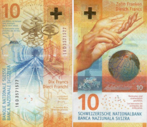 Counterfeit Swiss Franc 10 Franc Note